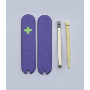 Imagem de Capas de substituição para balanças Victorinox cabos de plástico de 58 mm com pinças e cruz brilhante de palito de dente (violeta)