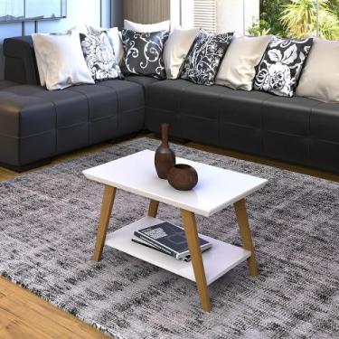 Imagem de Mesa de Centro Mônaco Base de Madeira Tampo MDF 25mm Maciço Branco - M