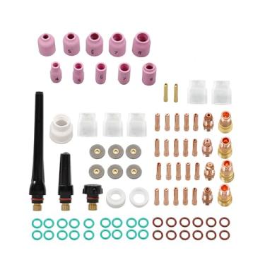 Imagem de Thomletha Conjunto de tochas TIG de 87 peças – Sistema de lente de gás de perfil baixo, bocais de alumina de 12 graus, copos transparentes para WP-17/18/26 – Componentes térmicos de alto desempenho