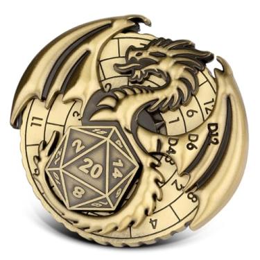 Imagem de Keller & Weber DND Dice Set, 7-in-1 Fingertip Gyro Metallic DND Dice, DND Starter Set, Dragon Dice for DND Dice Set, D&D Gifts with Gift Box, Role Playing Game Board Game Accessories, Bronze