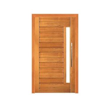 Imagem de Porta Pivotante Contemporânea com Visor - Madeira Maciça - Angelim - n