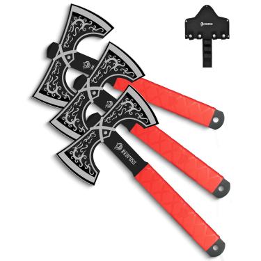 Imagem de NedFoss Conjunto De Machados Arremesso Dragon, 11,6" E Tomahawk, Pacote Com 3 Produtos, Ponta Dupla Viking, Cabo Borracha Termoplástica Resistente A Rasgos, Para Caça (Machados Arremesso)