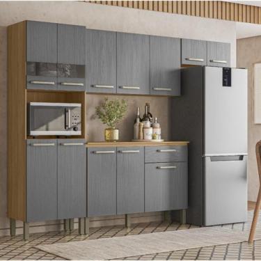 Imagem de Armário de Cozinha Compacta Versalhes Freijó/Gris 12 Portas, 1 Gaveta 