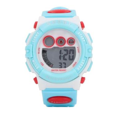 Imagem de Crianças digitais assistir LED à prova d'água LED piscando Sportswatch para meninos meninas 4 anos 15 com 7 luzes coloridas Alarme StopWatch 12 24 horas Exibição (Azul e branco)