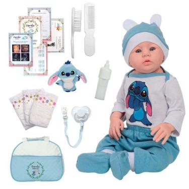 Imagem de Bebê Reborn Masculino 48cm Com Bolsa Maternidade Acessórios - Cegonha 
