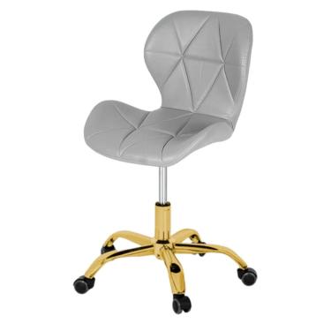 Imagem de Cadeira Office Eiffel Slim Base Giratória Cinza - Dourado Brilho