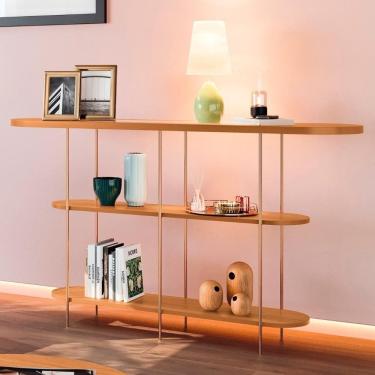 Imagem de Aparador De Sala Com Prateleiras Pé Metal Infinity Cinamomo - Hb Móveis