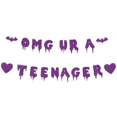 Imagem de Decorações de Halloween Pré-amarradas Omg Ur A Faixa Adolescente Decorações de Aniversário de 13 Anos Feliz Sinal de Festa de 13 Anos para Meninos Meninas Adolescentes Oficiais Adolescentes 13 Anos