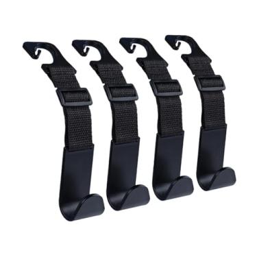 Imagem de Generic 4x Ganchos para Encosto de Cabeça de Carro, Ganchos de Armazenamento Práticos para Organizador de Guarda-chuvas e Sacolas de Compras, Preto