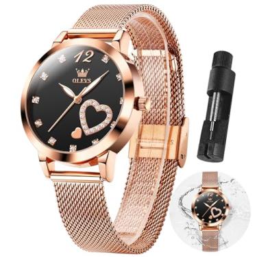 Imagem de OLEVS relógio feminino quartzo - pulseira ultrafina em aço inoxidável com malha respirável, mostrador luminoso e resistente à água 30m - presente elegante para mulheres