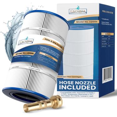 Imagem de LACQUA Cartucho de filtro de piscina LQ100S 100SqF para SwimClear Hayward C100S, CX100XRE, Unicel C-9440, Pleatco PA100S, Ultral-D3, D3-M. Bico de mangueira incluído