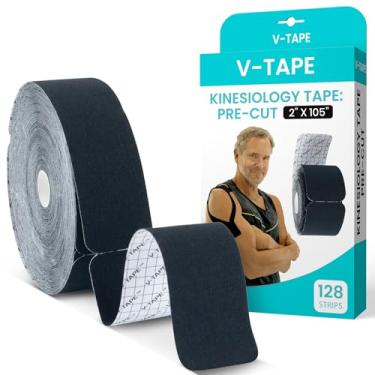 Imagem de Vive - Rolo de fita cinesiológica, tiras pré-cortadas (5 cm x 105 pés/128 tiras), fita de cinesiologia esportiva para atletismo