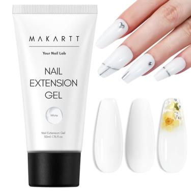 Imagem de Makartt Gel de unhas de poliéster, branco, 50 ml, construtor de extensão de unhas para manicure francesa, géis duros para fortalecimento de unhas - suprimentos de longa duração e fácil de usar, design