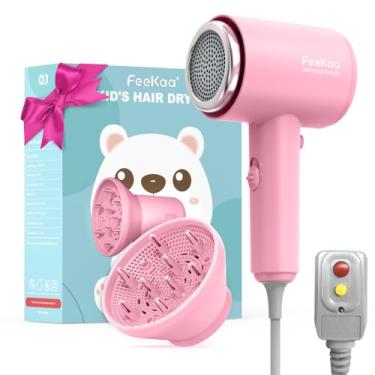 Imagem de Feekaa Secador de cabelo infantil, mini secador de cabelo portátil com difusor, secador de cabelo pequeno silencioso para crianças, secador de cabelo compacto para crianças com adesivos faça você