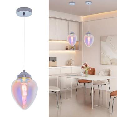 Imagem de Mini luminária pendente de vidro moderna, iluminação pendente de vidro colorido para cozinha, ilha, quarto, café, bar