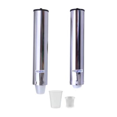 Imagem de Kit 1 Dispenser Redondo 200ml Inox + 1 Dispenser Redondo 50ml Inox - C