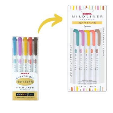 Imagem de Marca Texto Mildeliner Zebra Marcador Ponta Dupla 5 Cores, WARM