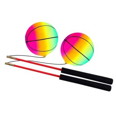 Imagem de Pegciuho 2 Bolas de Exercício para Treinamento E Fitness, Jogo de Balanço com Alças Antiderrapantes E Absorventes de Suor para Crianças E Idosos, Colorida