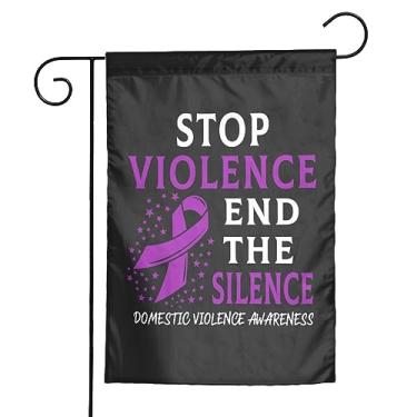 Imagem de Domestic Violence Awareness Stop Violence End The Silence Garden Flag 30,5 x 45,7 cm bandeira dupla face decoração bandeiras para exterior quintal placa decoração de parede