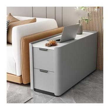 Imagem de Mesa lateral de sofá de chão aparador leve luxo premium Sense madeira maciça superestreita pequena armário lateral armário de mesa lateral armário lateral criativo (D)