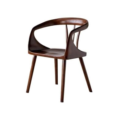 Imagem de YANIR-137 Cadeiras para sala de jantar, cadeira de jantar de madeira maciça com apoio de braço, cadeira de café, moderna e minimalista, sala de estar, cozinha, móveis, cadeira de jantar (cor nogueira)