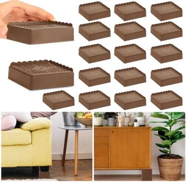 Imagem de EGTTGIN Elevadores de cama 2.5 cm, 5.1 cm, 7.6 cm, 10.2 cm resistente, elevador de móveis ajustável para mesa, sofá, poltrona, poltrona, reclinável, estrutura de perna, dormitório, blocos empilháveis