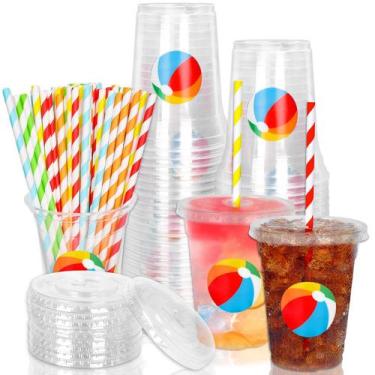 Imagem de Copos de plástico descartáveis Whaline Beach Ball 350 ml (50 unidades)