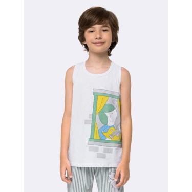 Imagem de Pijama Regata Masculino Infantil Bia Janela - Veggi, Branco, 14, Menin
