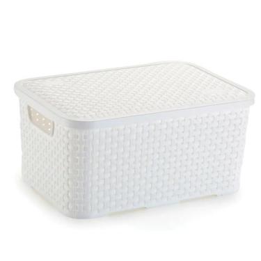 Imagem de Caixa Organizadora Rattan Médio Branco 8 Litros Com Tampa - Nitron