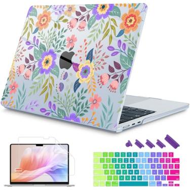 Imagem de Mektron Capa para MacBook Air de 13,6 polegadas 2025-2022 M4 M3 M2, modelo A3240 A3113 A2681 com tela de retina líquida Touch ID, capa dura brilhante impressa para MacBook Air de 13,6 polegadas