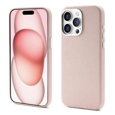 Imagem de Capinha Premium de Couro Anti Impacto – Compatível com Modelos de iPhone (Carregamento Sem Fio Magnético)，À Prova d’Água e Poeira, Botões de Metal e Proteção da Câmera (cor-de-rosa, iPhone 14 Pro Max)