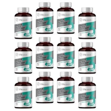 Imagem de Ômega 3 Mini Cápsulas - Ultra Concentrado DHA 500mg EPA 200mg - Certificação Internacional MEG-3 – 12 Potes - 720 Cápsulas