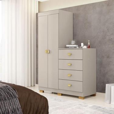 Imagem de Cômoda Roupeiro Allure 4 Gavetas 2 Portas com Prateleiras Fendi G98 - 