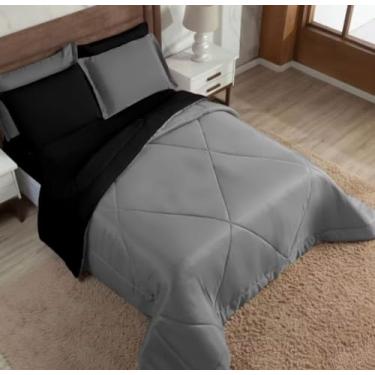 Imagem de Kit Edredom Cama Quarto, Fronha 3 peças dupla face