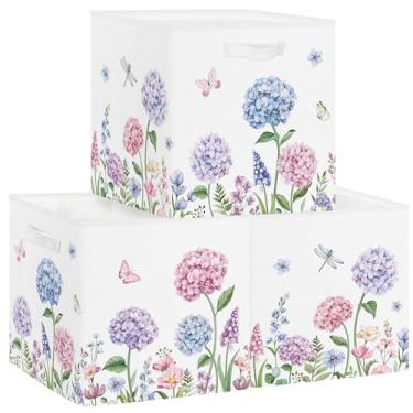Imagem de Clastyle Conjunto organizador de cubo de armazenamento de flores para mulheres, armário dobrável, caixa de armazenamento para berçário, caixa de brinquedo, prateleira de livros, cesta de livros