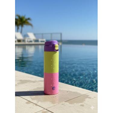 Imagem de Garrafa Térmica Puket Color Block Menina com cartela Adesivos