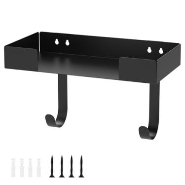 Imagem de Suporte de tábua de passar a ferro, suporte de tábua de passar na parede, suporte de tábua de ferro de aço inoxidável, rack de tábua de passar multiuso com prateleira e ganchos removíveis, organização