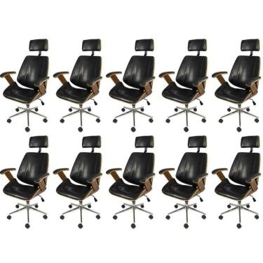 Imagem de Kit 10 Cadeiras para Escritorio Presidente Bergen 3331 Preto