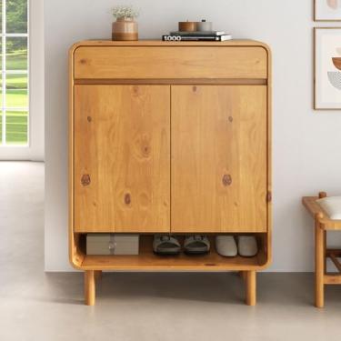 Imagem de IDIMEX Sapateira Armário Vertical 44 Madeira 2 Portas 1 Gaveta 18 Pares Freijó JUAN Sapateira Grande Alta