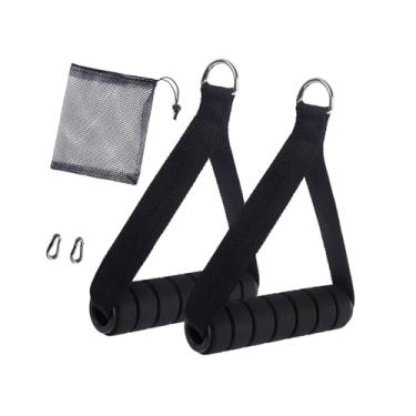 Imagem de UGPLM 2 peças de alças de exercício, alças de treino, equipamento de exercício, alça de faixa de resistência para máquina de cabo, treinamento de força, Preto