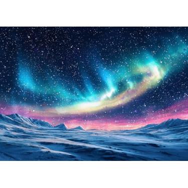 Imagem de LYCGS 3 x 2,4 m, inverno, montanha, neve, aurora, fundo fotográfico, decoração de festa de Natal, faixa X-447