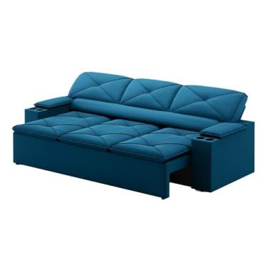 Imagem de Sofá Reclinável e Retrátil Pop 2,05m com 3 Lugares em Royal, Estilo Velosuede by Netsofas