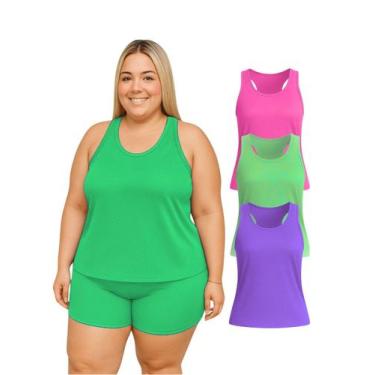 Imagem de Kit 3 Regata Nadador Dryfit Fitness Academia Plus Size Cores Sortidas 