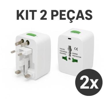 Imagem de Adaptador Tomada Universal com Plug Global  Kit com 2 Peças Bivolt - V