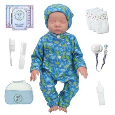 Imagem de Bebê Reborn Boneco Masculino Careca 42cm Bolsa Kit Itens - Cegonha Reb
