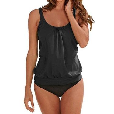 Imagem de Roupa de banho feminina sexy de duas peças com estampa de listras maiô