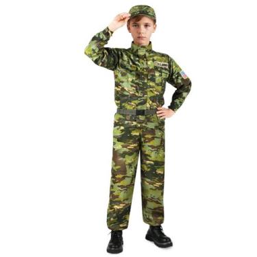 Imagem de Fantasia militar infantil GIFTINBOX Military Soldier com brinquedos do