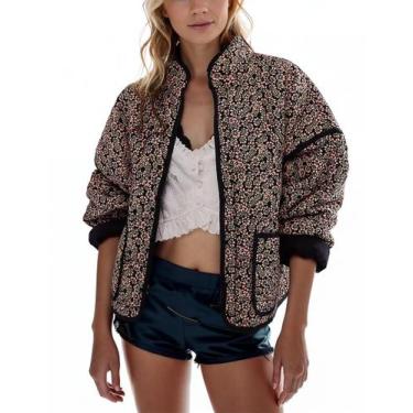 Imagem de Jaqueta acolchoada recortada Omoone com estampa floral e acolchoada
