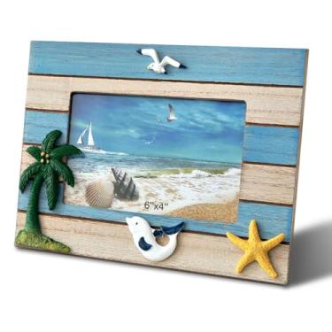 Imagem de KaloKalo Molduras de praia vintage feitas à mão em madeira do oceano mediterrâneo, estrela-do-mar, litoral, náutico, verão, decoração de presente para casa, café marinho, tipo 6