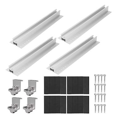 Imagem de Conjunto de suporte de montagem de painel solar Liga de alumínio Robusto Durável Seguro Painel solar Rack de suporte de montagem para RVs Casas Barcos 400mm 16 pol. 4 trilhos de